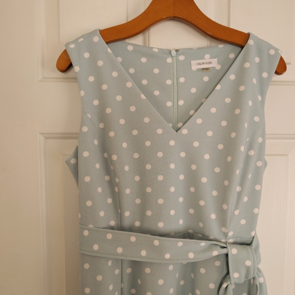 Calvin Klein Polka Dot Fit & Flare Sleeveless Dress - Picture 7 of 7